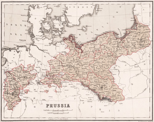 antique map of prussia 1855
